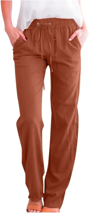 SMIDOW Sweatpants Women 2023 Casual Loose Drawstring Elastic High Waist Comfy Trousers Straight Leg Long Lounge Pant