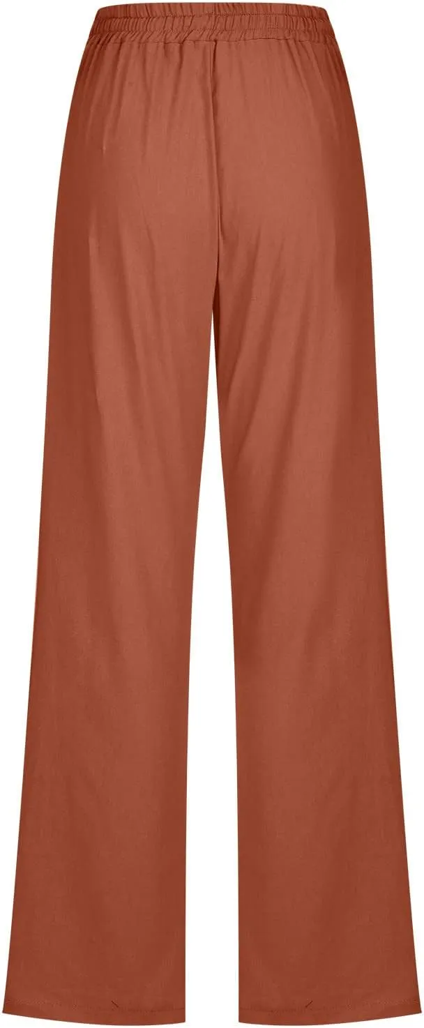 SMIDOW Sweatpants Women 2023 Casual Loose Drawstring Elastic High Waist Comfy Trousers Straight Leg Long Lounge Pant