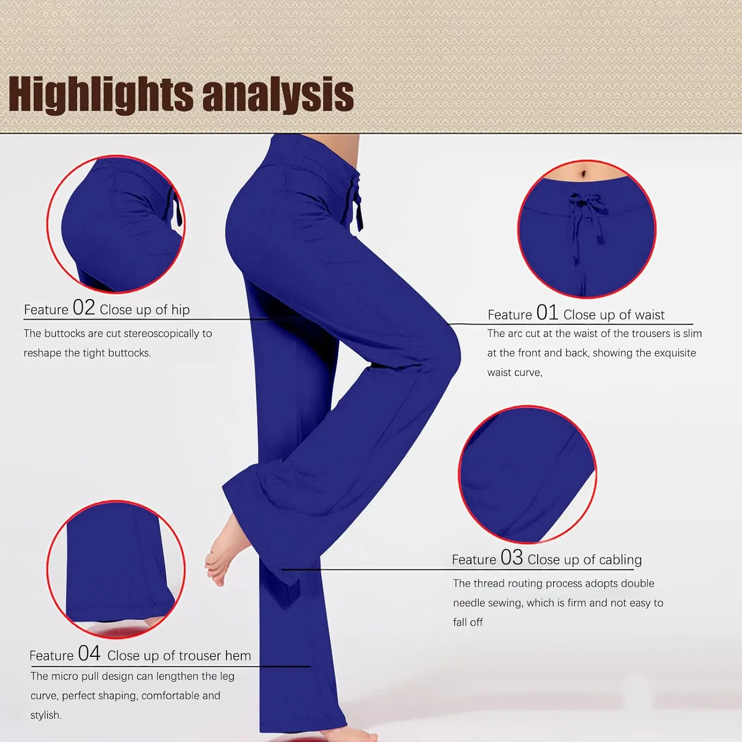 SMIDOW Womens High Waist Yoga Pants Casual Loose Wide Leg Bootcut Workout Leggings Comfy Lounge Long Trousers