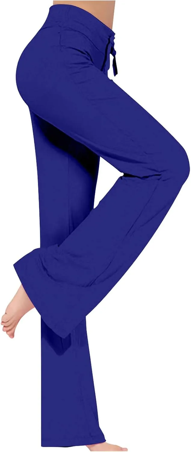 SMIDOW Womens High Waist Yoga Pants Casual Loose Wide Leg Bootcut Workout Leggings Comfy Lounge Long Trousers