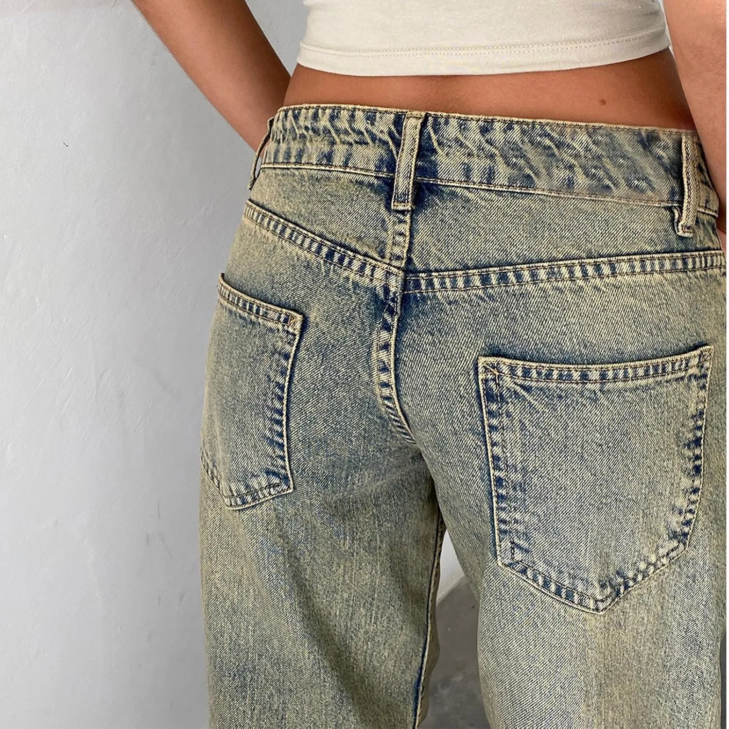 SMIDOW Women's High Waisted Flare Jeans with Belt Bootcut Stretchy Denim Pants Full Length Wide-Leg Denim Pants