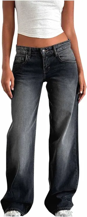 SMIDOW Women's High Waisted Flare Jeans with Belt Bootcut Stretchy Denim Pants Full Length Wide-Leg Denim Pants