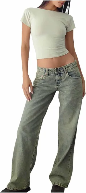 SMIDOW Women's High Waisted Flare Jeans with Belt Bootcut Stretchy Denim Pants Full Length Wide-Leg Denim Pants