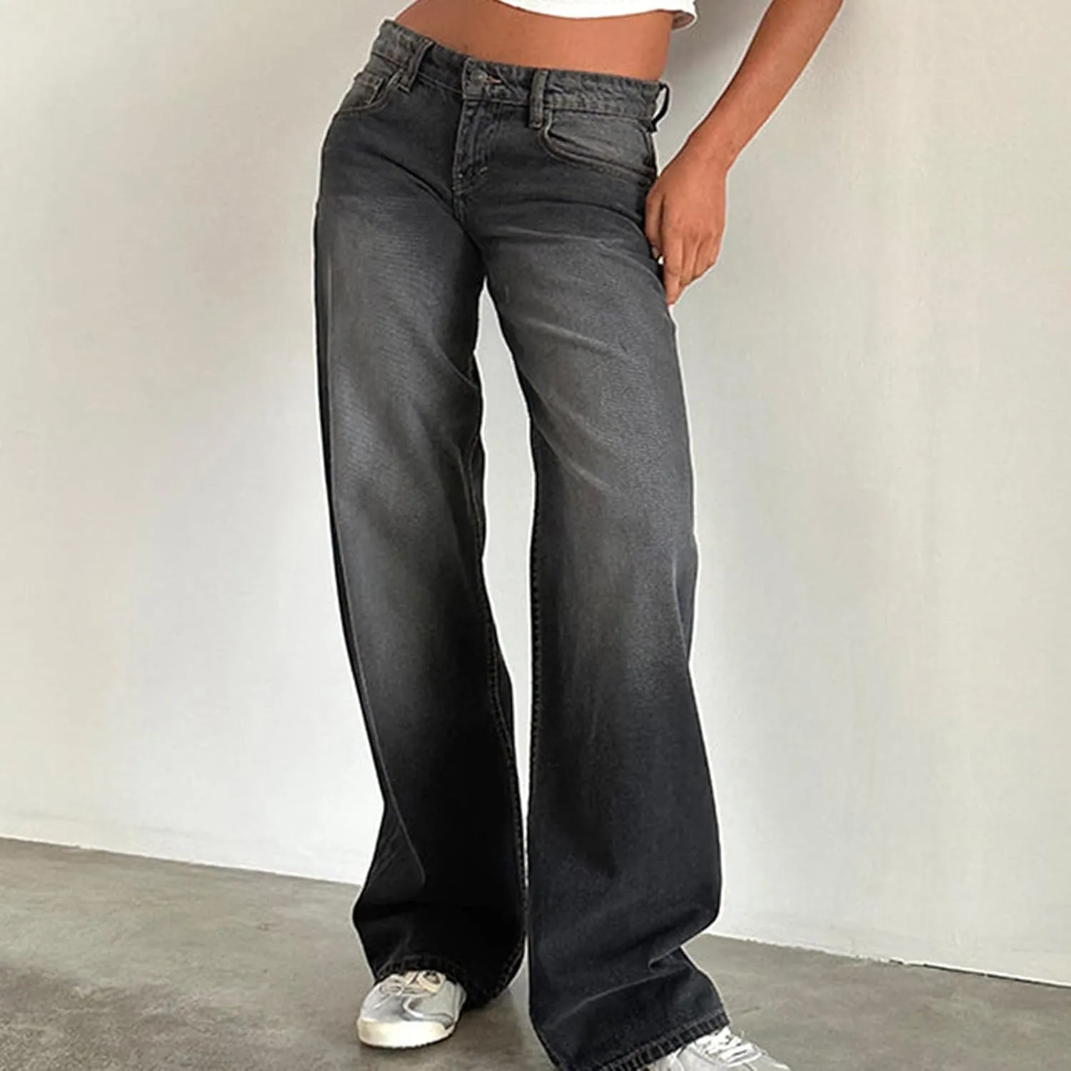 SMIDOW Women's High Waisted Flare Jeans with Belt Bootcut Stretchy Denim Pants Full Length Wide-Leg Denim Pants