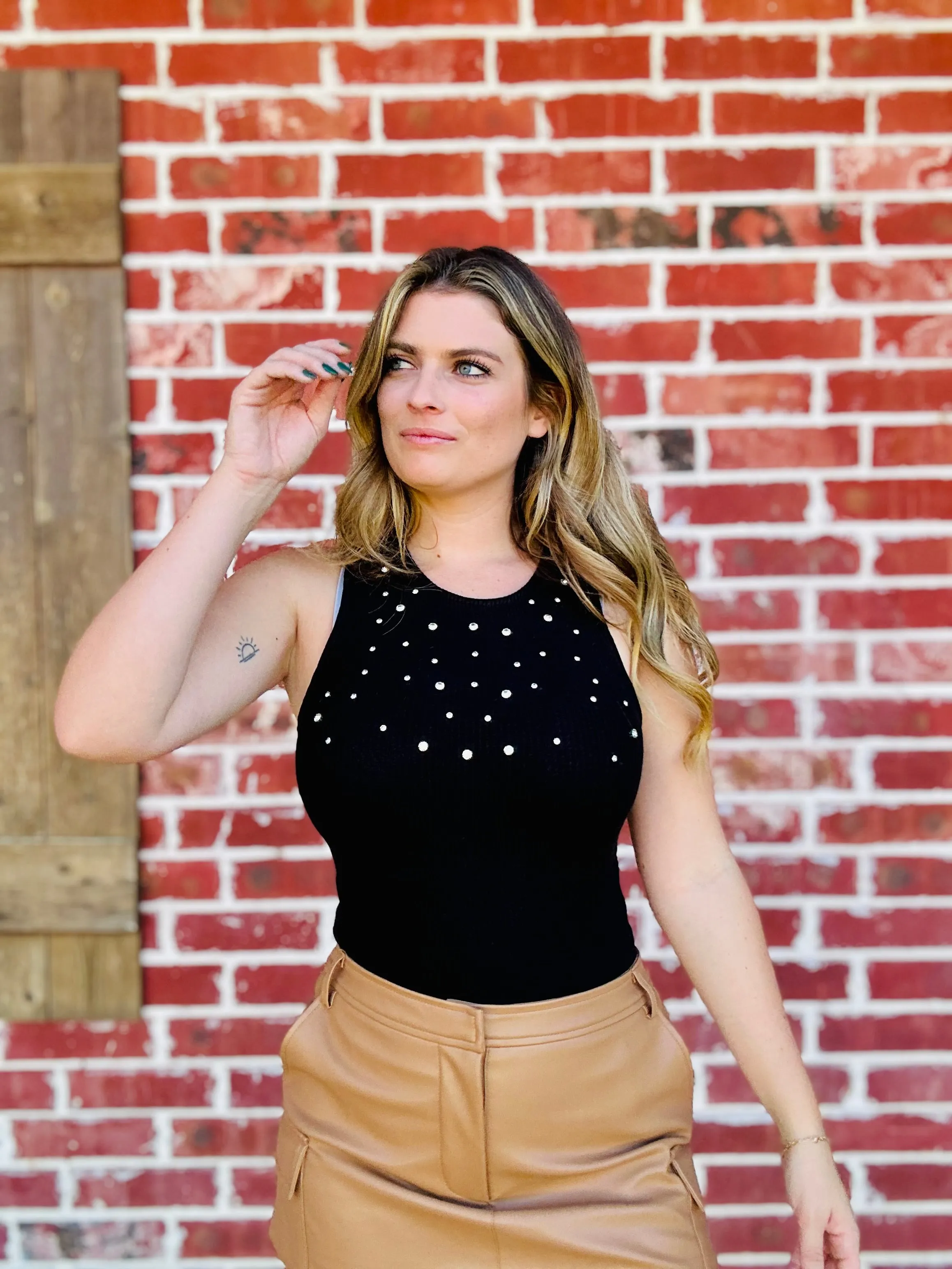Starlit Knit Bodysuit - Black