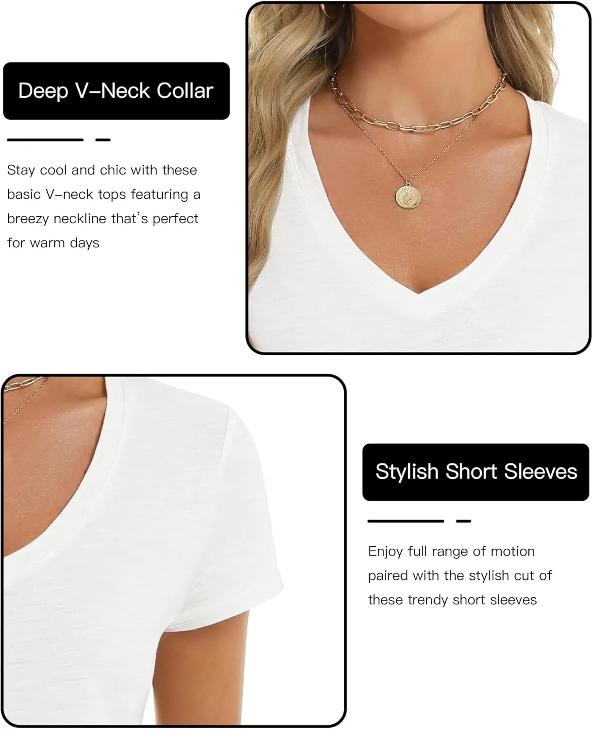 Stelle Womens Modal Soft T Shirts Short Sleeve V Neck Basic Tee Casual Loose Fit Tops Lightweight Soft Summer Outfits Clothes