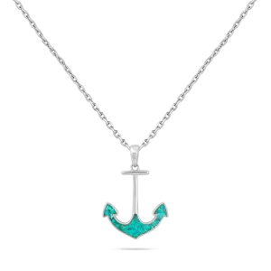 STERLING SILVER GLIMMERING OCEAN DREAMS ANCHOR PENDANT