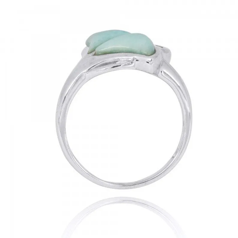 Sterling Silver Stingray Ring with Larimar and Black Spinel
