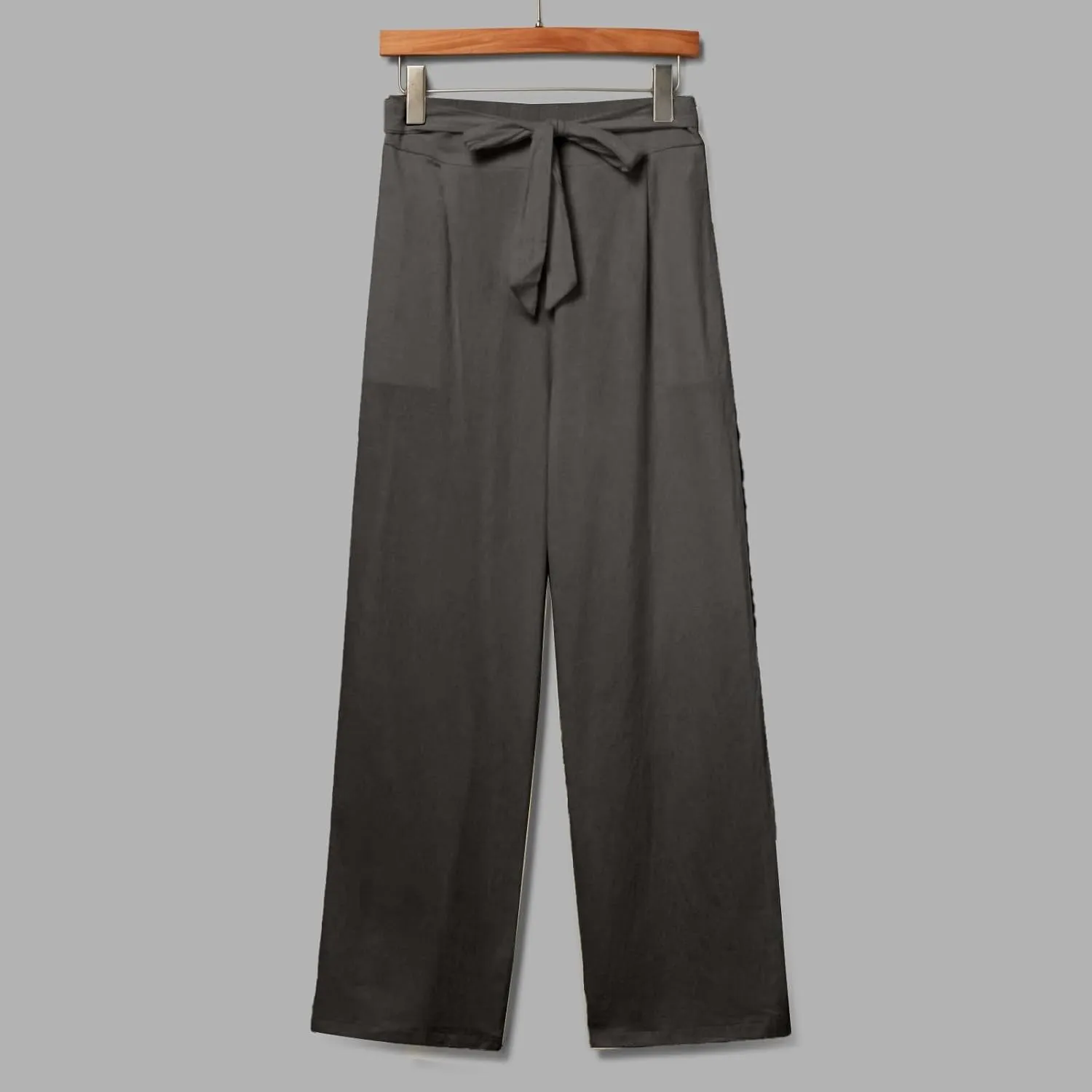 Straight Leg Linen Pants Women 2025 Casual Summer Elastic High Waisted Drawstring Tapered Pants Baggy Lounge Pants w/Pockets