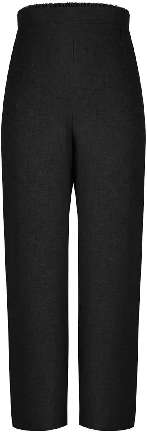 Straight Leg Trousers for Women Business Casual Work Pants Stretchy Wide Leg Elastic High Waist Slacks with Pockets