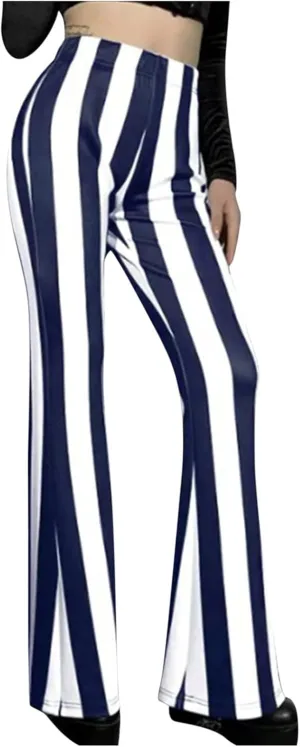 Stripe Vertical Bell High Flare Waist Women Long Pants Bottoms Trousers Stretch Plus Size Pants 7 Day Pants