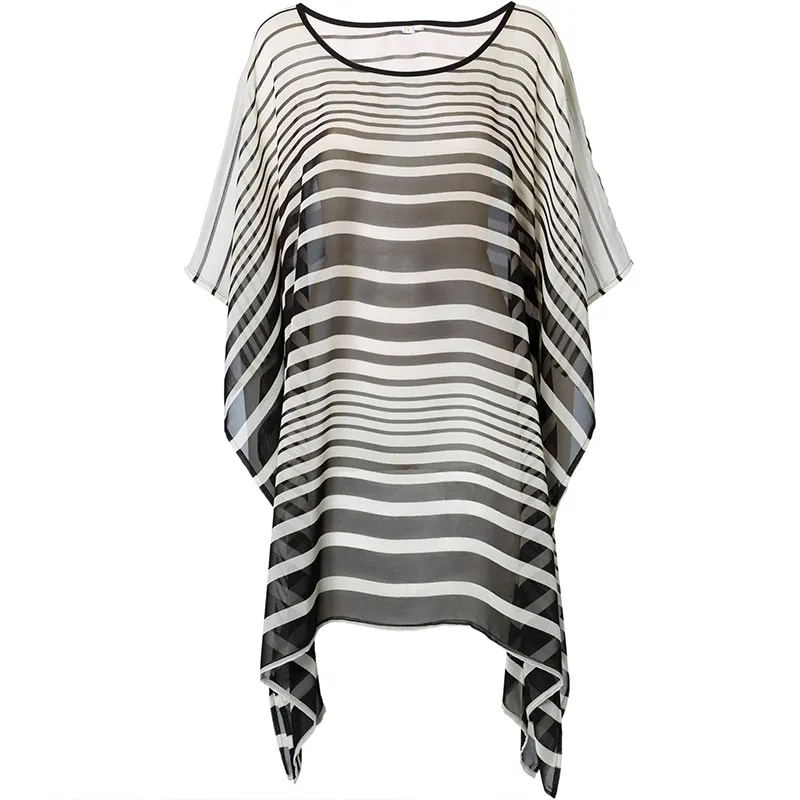 Striped Cover Ups Beach Wear #Striped #Chiffon #Cover-Up