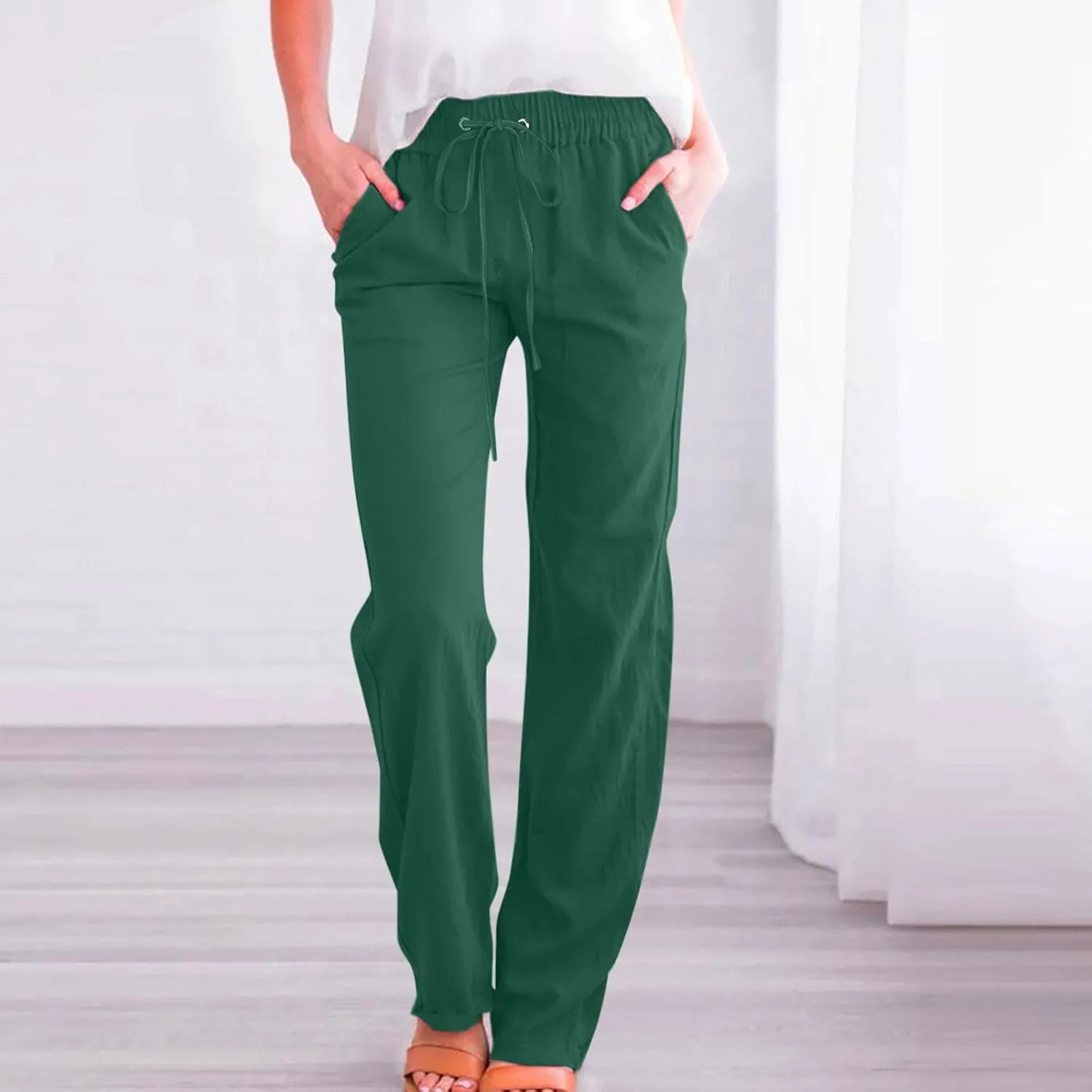 Sweater Wide Leg Pants Winter Velvet Work Slacks with Pockets Wide Leg Wide Leg