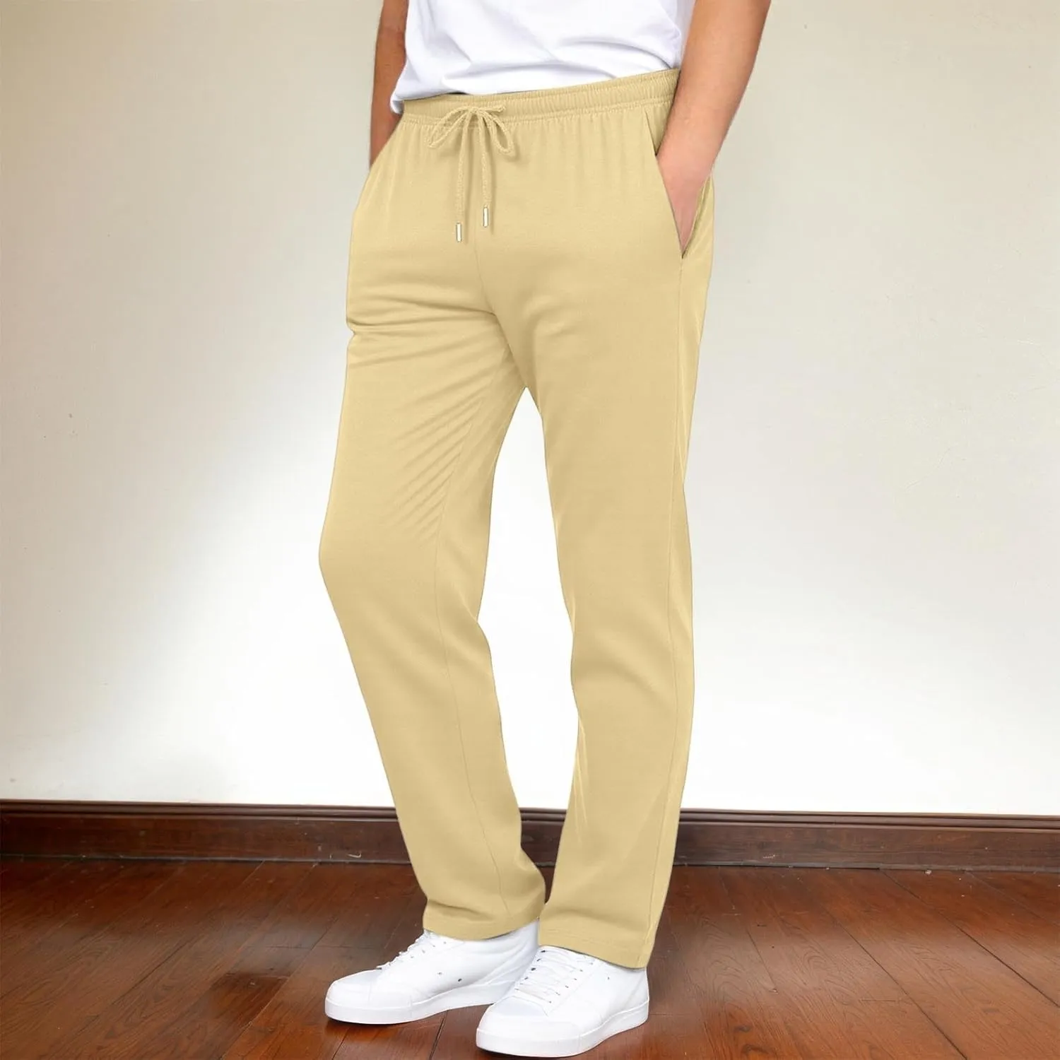 Sweatpants for Men Baggy Sweatpants Straight Casual High Waisted Elastic Waist Athletic Comfy Wide Leg Workout Pants