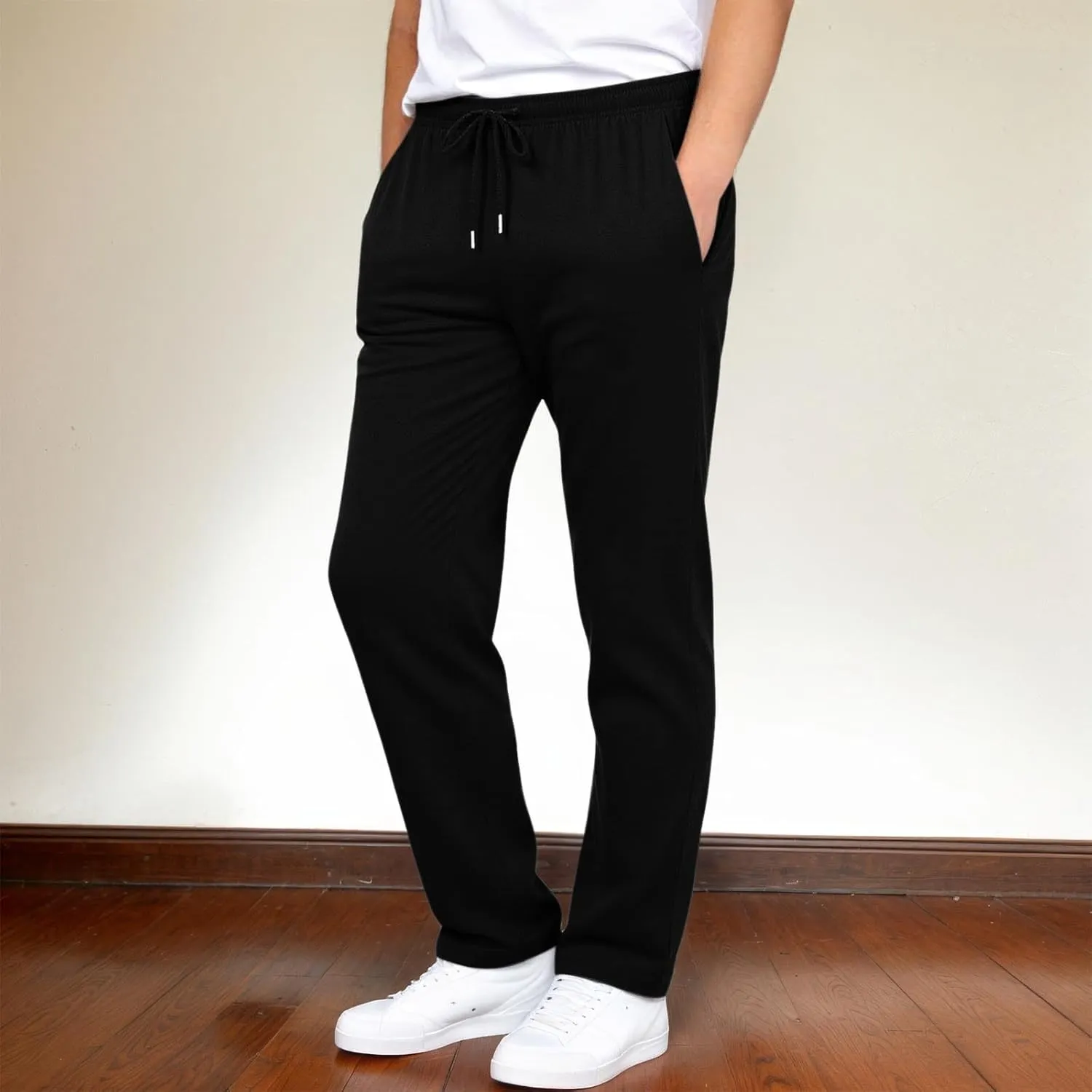 Sweatpants for Men Baggy Sweatpants Straight Casual High Waisted Elastic Waist Athletic Comfy Wide Leg Workout Pants