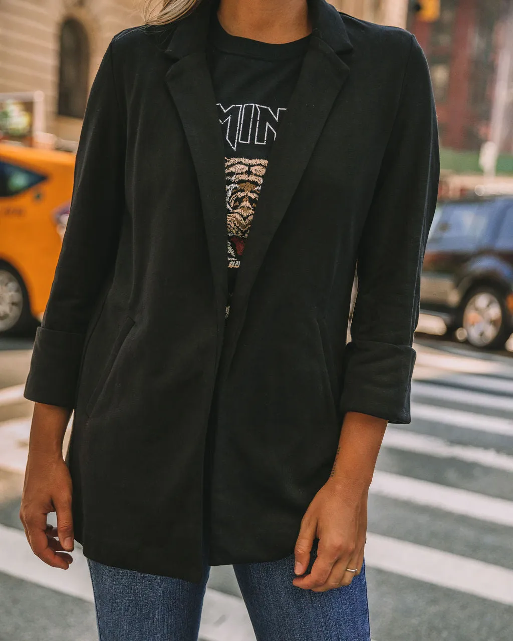 TastyHottie - Moore Cotton Pocketed Blazer - Black