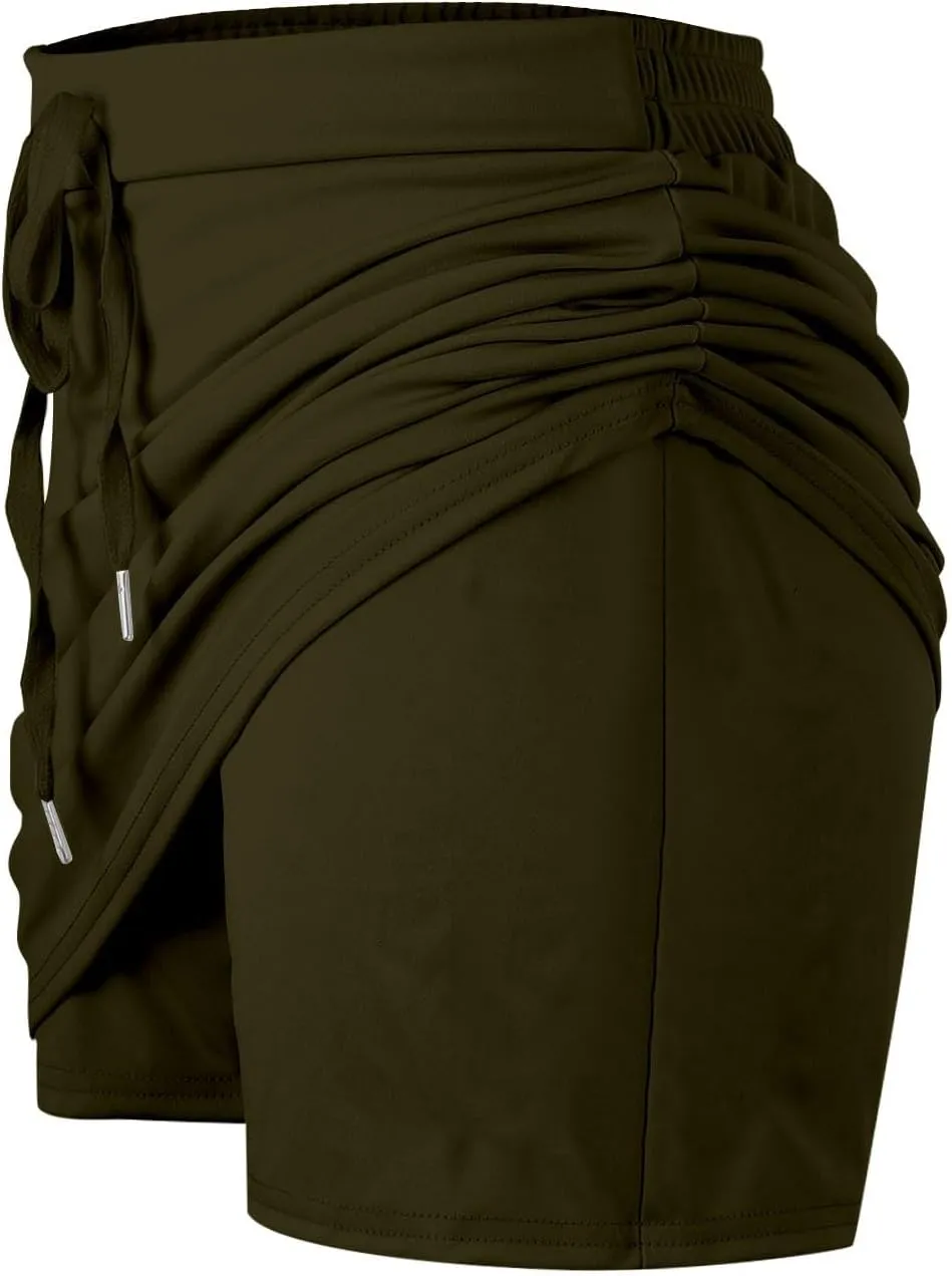 Tennis Skirt for Women Athletic Drawstring High Waisted Skorts with Built in Shorts Pockets Gym Sports Golf Skirts