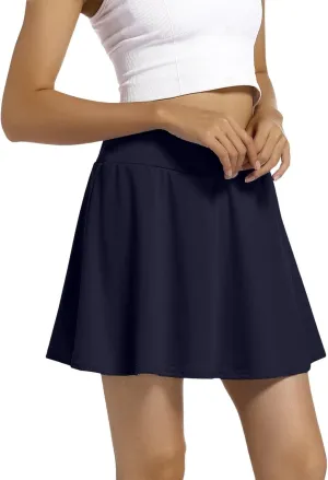 Tennis Skorts for Women Tummy Control High Waisted Golf Skirts Casual Lightweight Running Skort Workout A-Line Mini Skirt