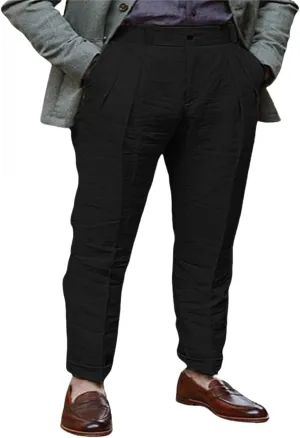 Thatrich Linen Beach Pants Men Casual Straight Leg Sports Yoga Pant Relaxed Fit Breathable Daily Wear Trousers Comfy Slacks