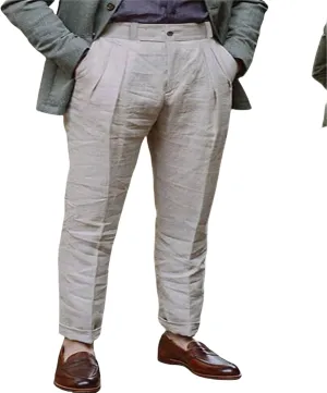 Thatrich Linen Beach Pants Men Casual Straight Leg Sports Yoga Pant Relaxed Fit Breathable Daily Wear Trousers Comfy Slacks