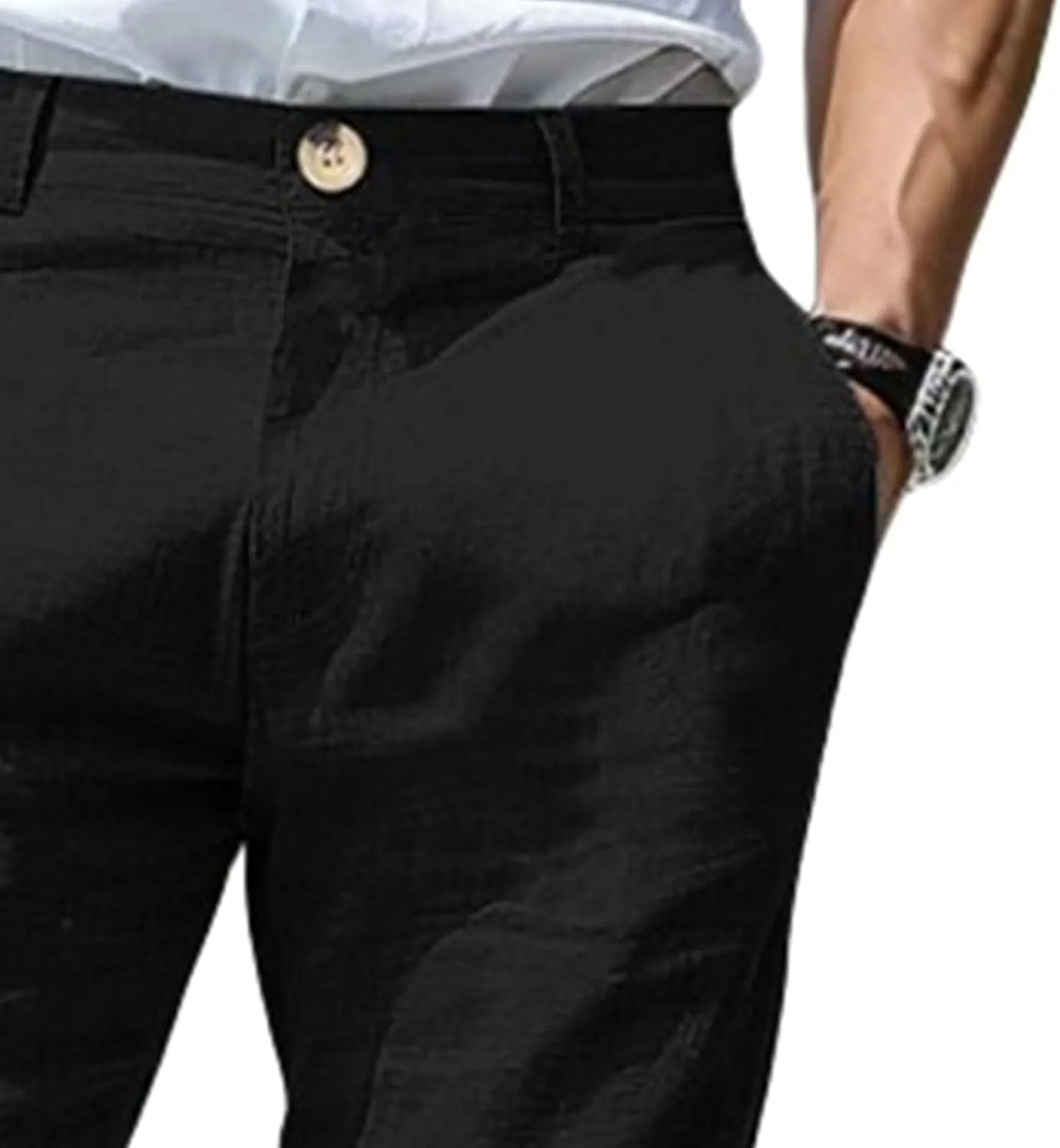 Thatrich Mens Suit Pants Slim Fit Straight Leg Business Casual Pant Cotton Linen Breathable Trousers Comfy Work Formal Wear