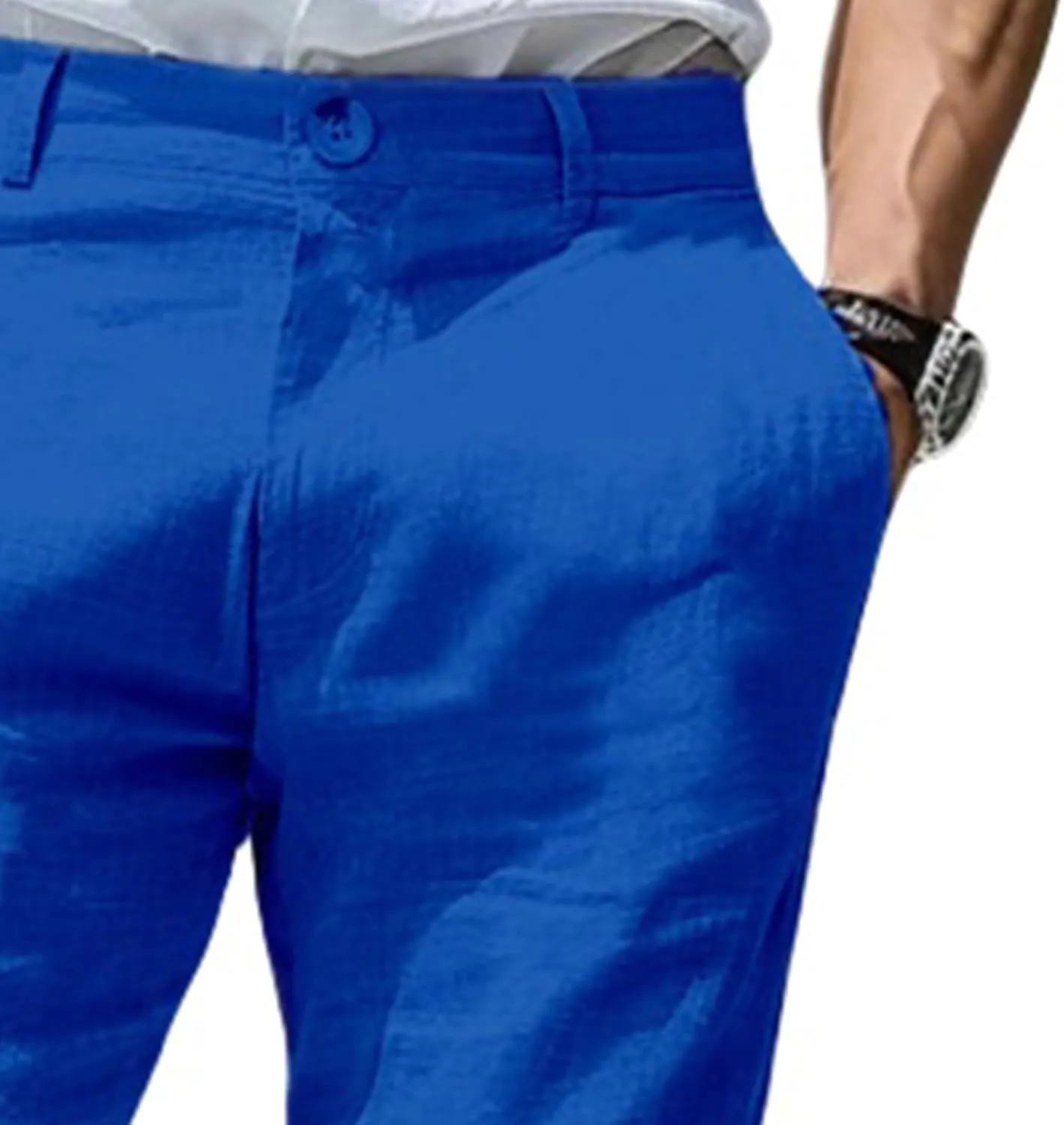 Thatrich Mens Suit Pants Slim Fit Straight Leg Business Casual Pant Cotton Linen Breathable Trousers Comfy Work Formal Wear