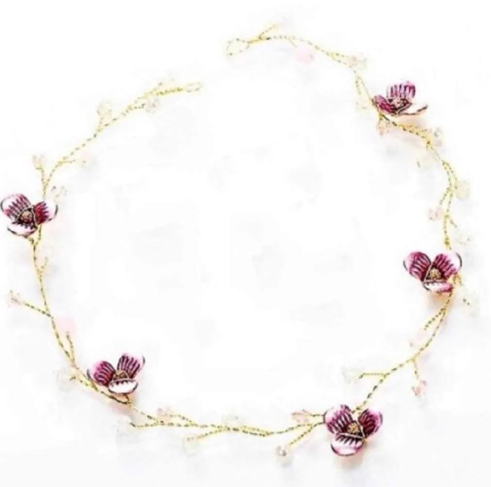 The Crafty Owl Flowers/Pearl Garland Leaf Bridal Wedding/Sweet Sixteen/Flower Girl/Quinceanera Crown Headdress (Pearl Pink Headdress)