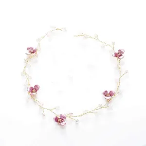 The Crafty Owl Flowers/Pearl Garland Leaf Bridal Wedding/Sweet Sixteen/Flower Girl/Quinceanera Crown Headdress (Pearl Pink Headdress)