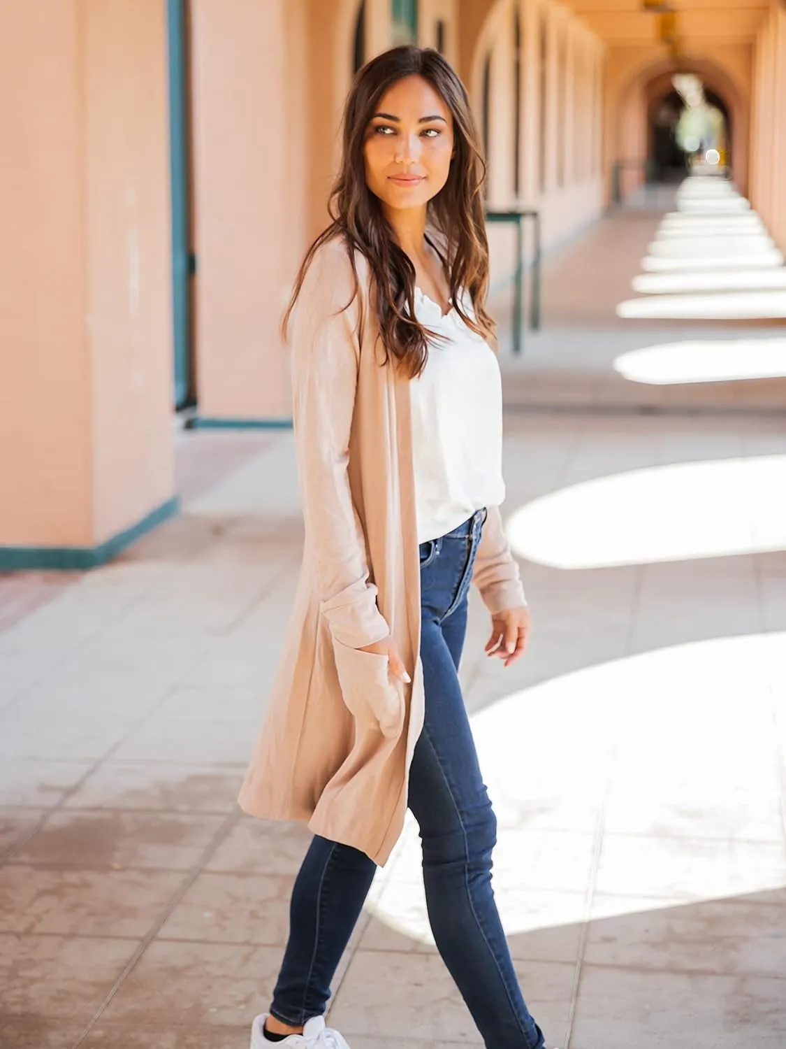 Tickled Teal Womens Soft Long Sleeve Pocket Cardigan