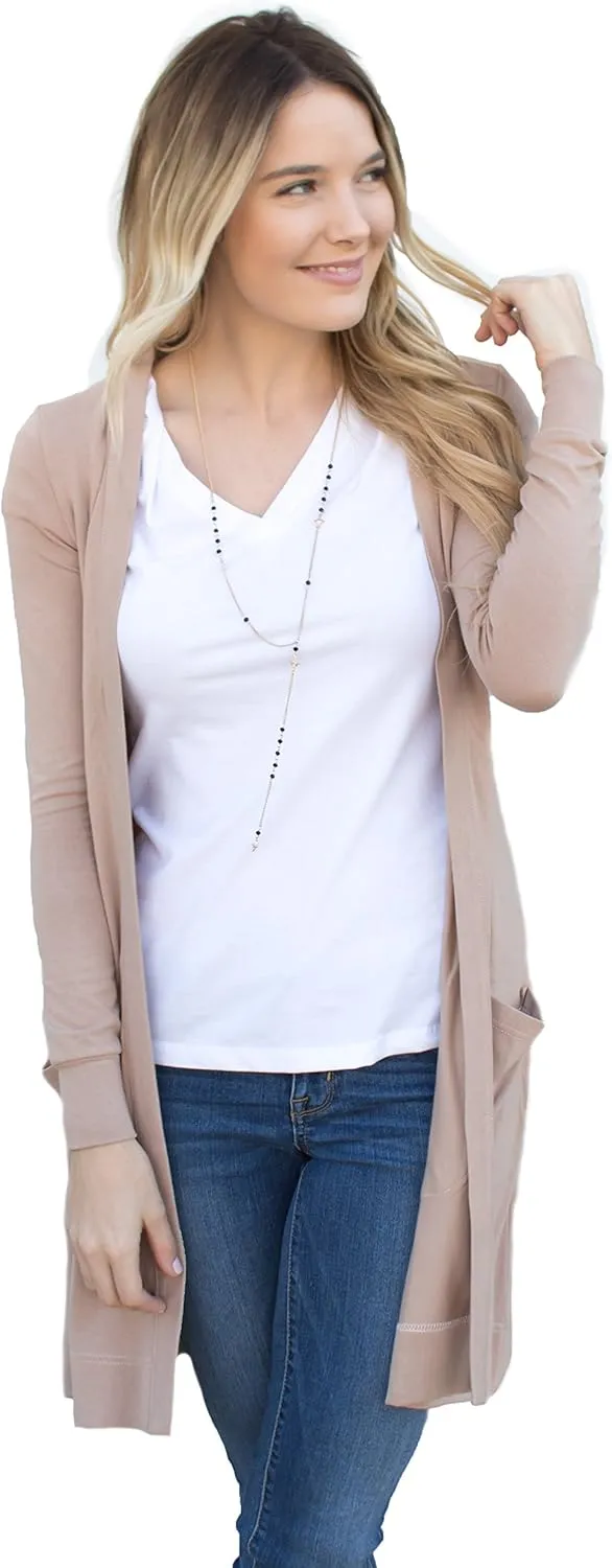 Tickled Teal Womens Soft Long Sleeve Pocket Cardigan