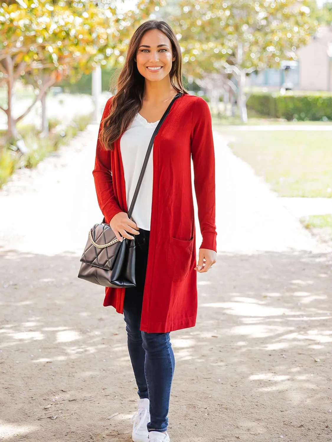 Tickled Teal Womens Soft Long Sleeve Pocket Cardigan