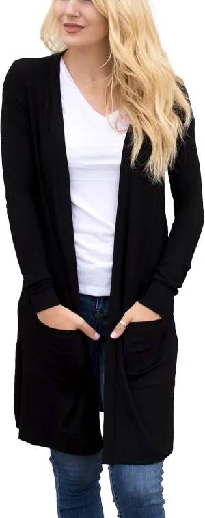 Tickled Teal Womens Soft Long Sleeve Pocket Cardigan