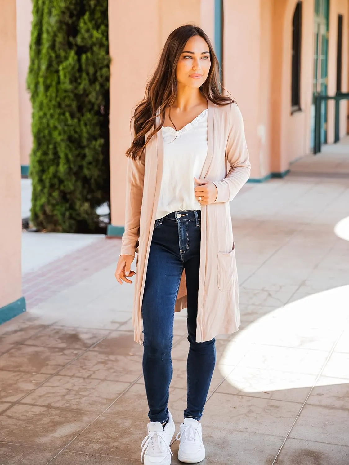 Tickled Teal Womens Soft Long Sleeve Pocket Cardigan