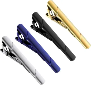 Tie Clips for Men,Black Gold Blue Silver Tie Bar Set for Regular Ties
