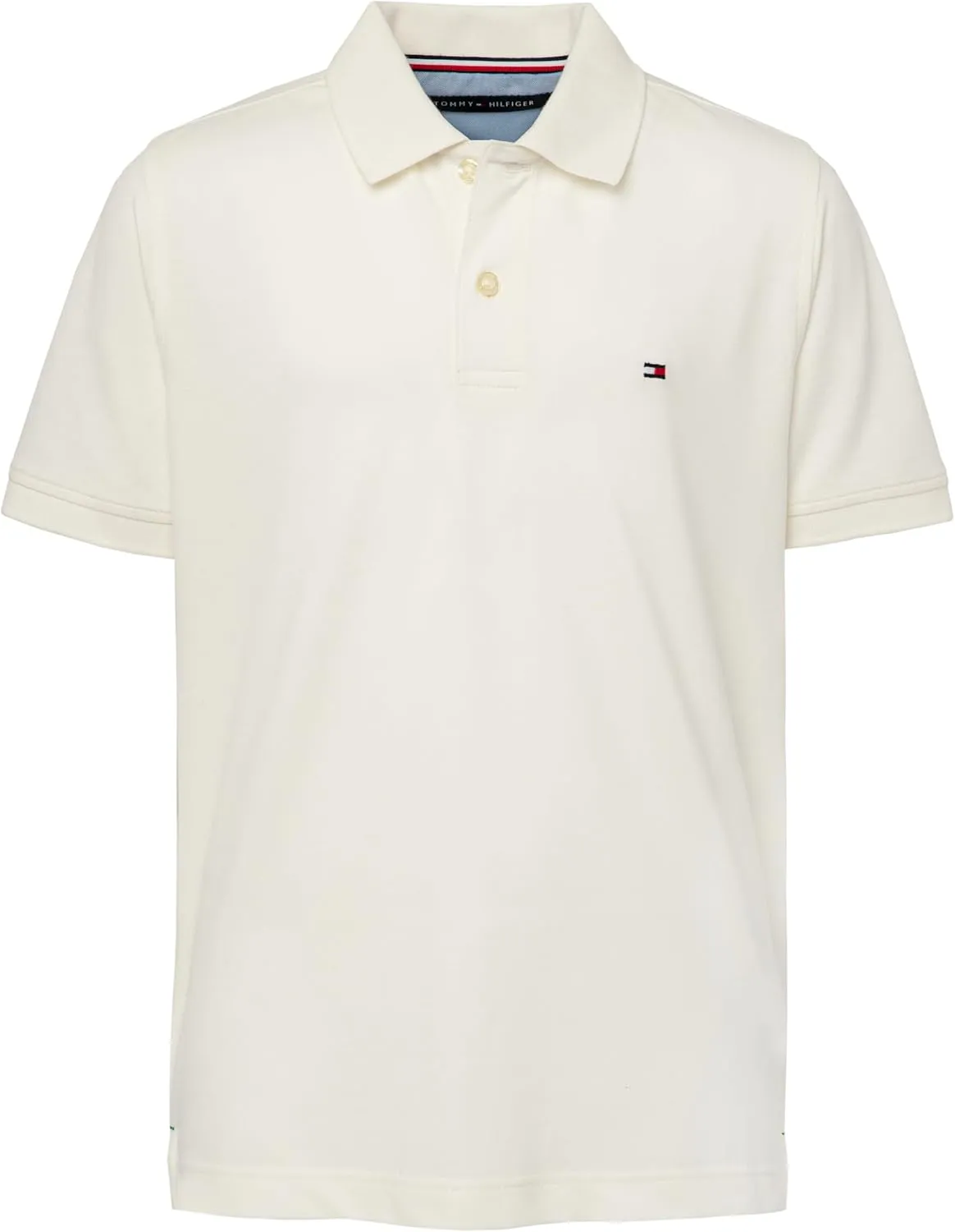 Tommy Hilfiger Boys' Short Sleeve Premium Pique Polo Shirt, Button Closure, Soft & Comfortable