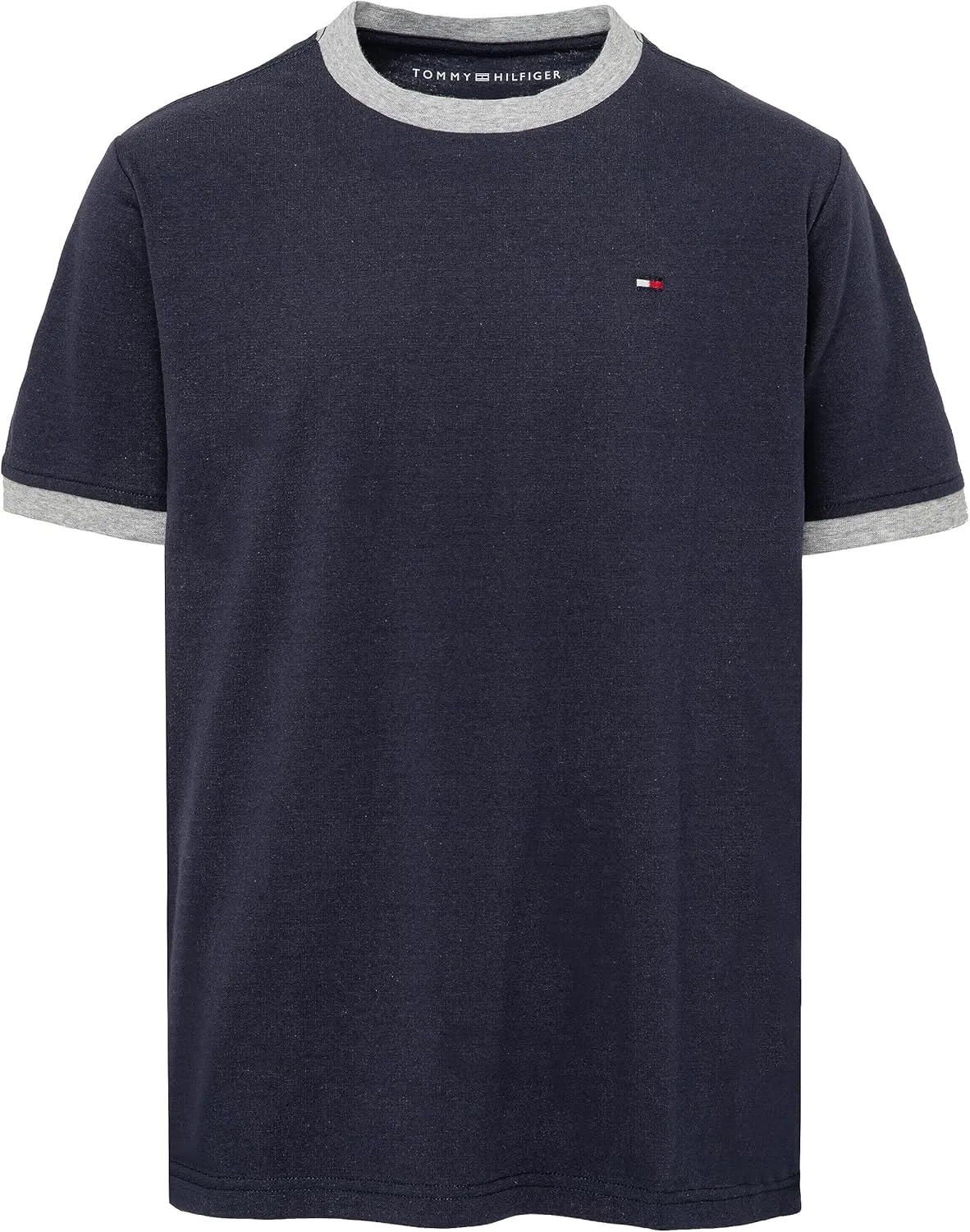 Tommy Hilfiger Boys' Short Sleeve Solid Ringer Crew Neck T-Shirt, Soft, Comfortable, Relaxed Fit