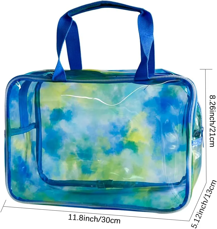 TotePrint Waterproof Black Handbag Iridescent Cosmetic Bag with Comfortable Hand, Travel Essential Storage Bag (Black)