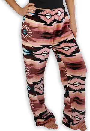 TrailCrest Ultra Soft Womens Lounge Pants, Plush Fleece with Velvety Silk Feel, Aztec/Ikat Fun and Trendy Prints