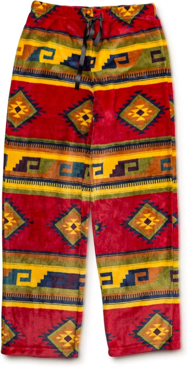 TrailCrest Ultra Soft Womens Lounge Pants, Plush Fleece with Velvety Silk Feel, Aztec/Ikat Fun and Trendy Prints