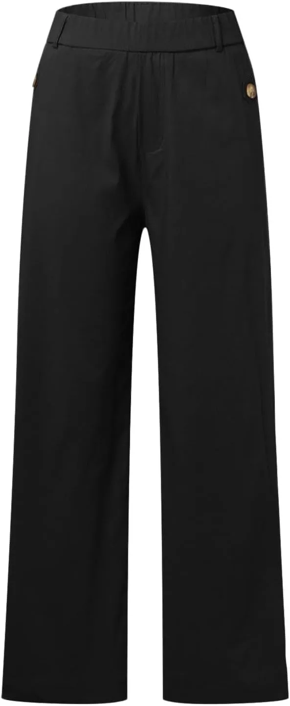 Trousers for Women Elastic Waist Plus Size Straight Wide Leg Pants High Waist Loose Fit Casual Elegant Palazzo Trousers