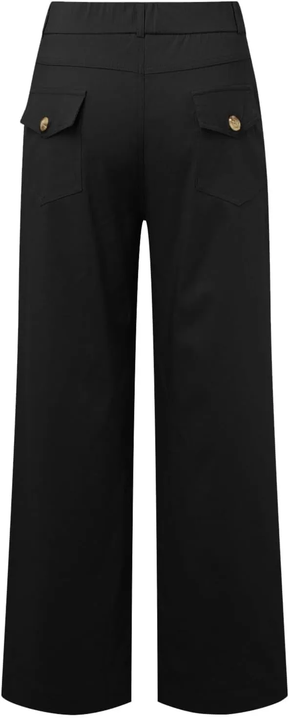 Trousers for Women Elastic Waist Plus Size Straight Wide Leg Pants High Waist Loose Fit Casual Elegant Palazzo Trousers
