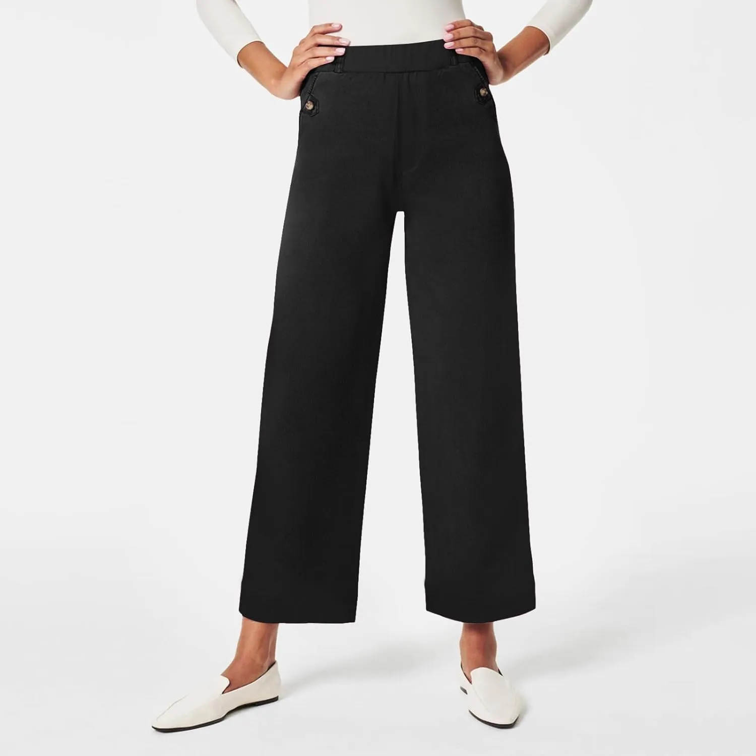 Trousers for Women Elastic Waist Plus Size Straight Wide Leg Pants High Waist Loose Fit Casual Elegant Palazzo Trousers