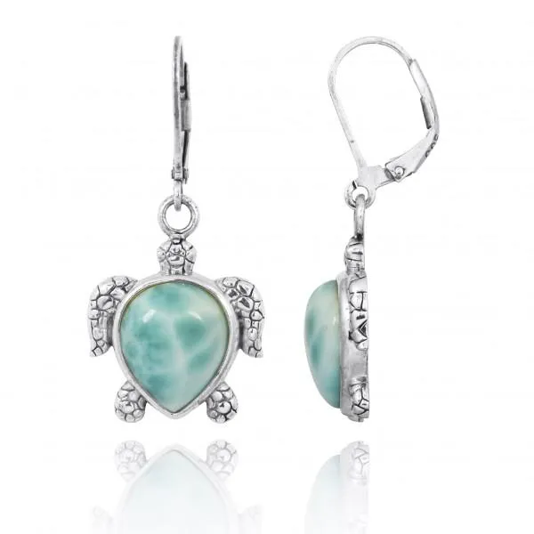 Turtle Earrings with Larimar