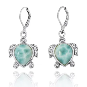 Turtle Earrings with Larimar