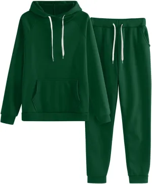 Two Piece Sets for Women Long Sleeve V Neck Drawstring Pants Sweatshirts with Joggers Sweatpants Sweatsuit