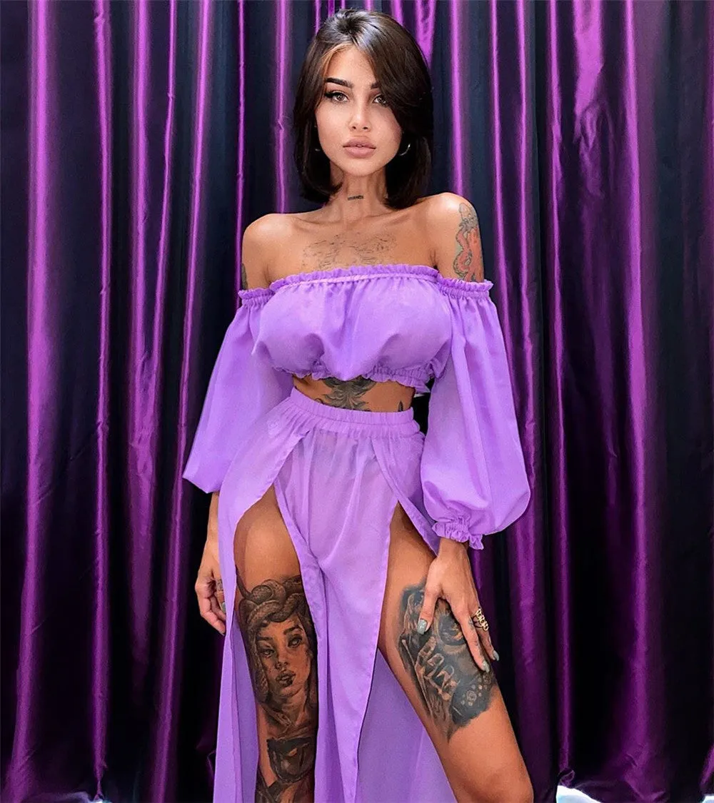 VenusFox Two Piece Dress Swimwear Swimsuit Bikini Beach Cover Up Women Summer Ladies Bathing Suit Solid Wear