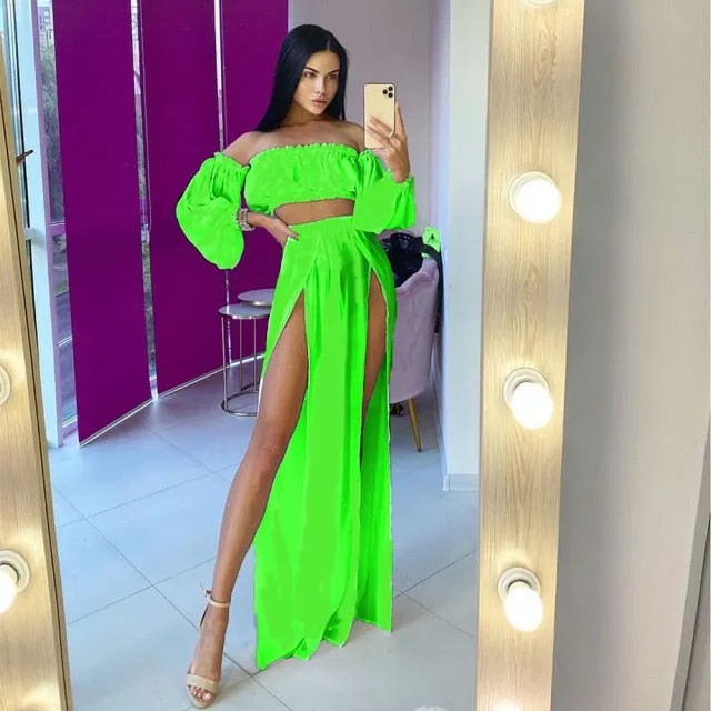 VenusFox Two Piece Dress Swimwear Swimsuit Bikini Beach Cover Up Women Summer Ladies Bathing Suit Solid Wear