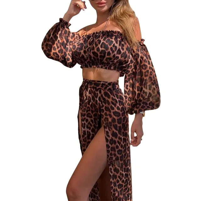 VenusFox Two Piece Dress Swimwear Swimsuit Bikini Beach Cover Up Women Summer Ladies Bathing Suit Solid Wear