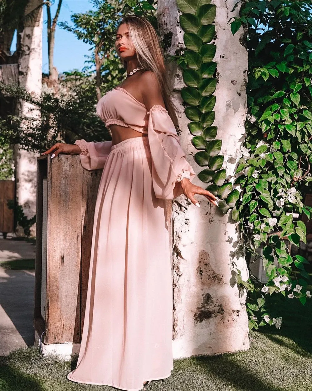 VenusFox Two Piece Dress Swimwear Swimsuit Bikini Beach Cover Up Women Summer Ladies Bathing Suit Solid Wear