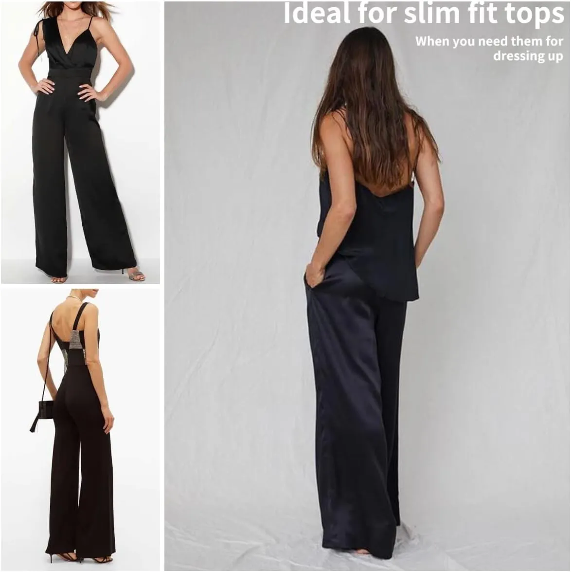 Wantschun Womens Wide Leg Pajama Pants Satin Silk Casual Loose Elastic Waist Lounge Pants Pj Bottoms